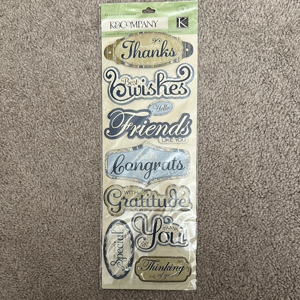 K&Company Decorative adhesive chipboard - Blue and Gold New